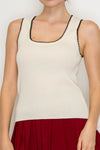 Ribbed Sweater Scallop Trim Top