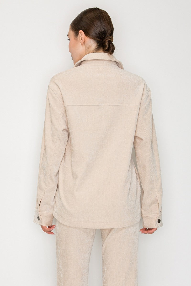 Oversized Buttoned Drop Shoulder Shacket