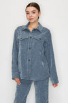 Oversized Buttoned Drop Shoulder Shacket