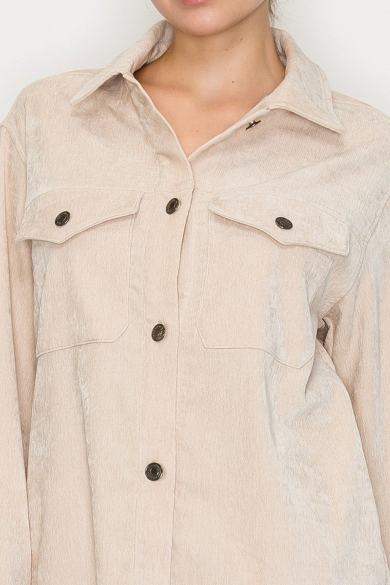 Oversized Buttoned Drop Shoulder Shacket