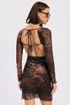 Mini Open Back Mesh Animal Print Dress