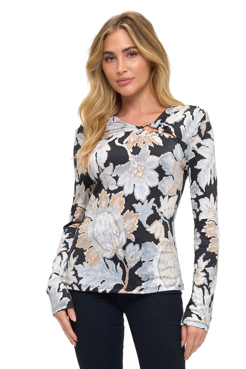 Long Sleeve Ring Detail Top