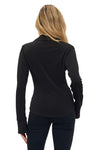 Chic black collared twist front top with long sleeves and a tailored fit, perfect for any occasion in Long Island boutique fashion.