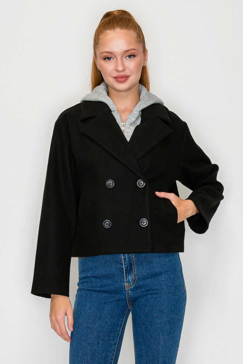 Hooded Button Blazer Jacket