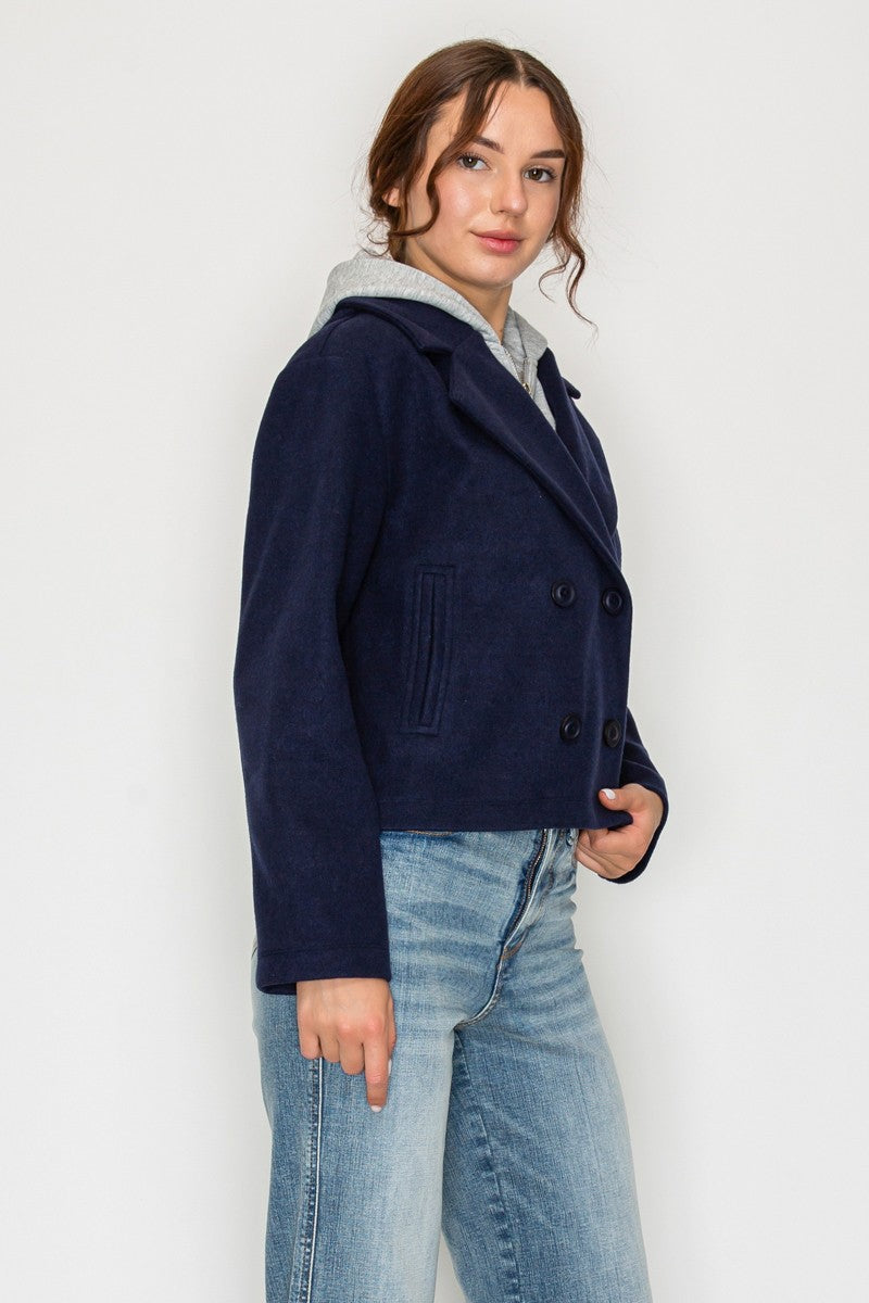 Hooded Button Blazer Jacket