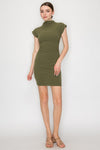 Mock Neck Cap Sleeve Mini Dress