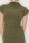 Mock Neck Cap Sleeve Mini Dress