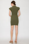 Mock Neck Cap Sleeve Mini Dress