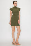 Mock Neck Cap Sleeve Mini Dress