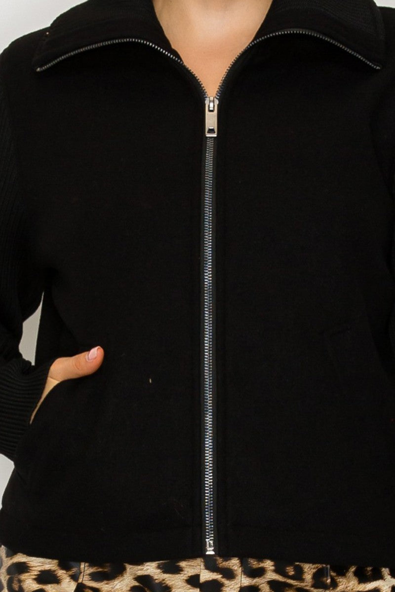 Soft Contrast Knit Jacket