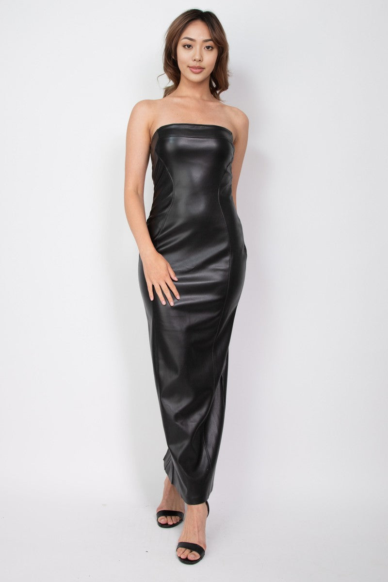 Cutout Faux Leather Tube Maxi Dress – TandyWear