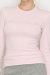 Rhinestone Text Long Sleeve Top