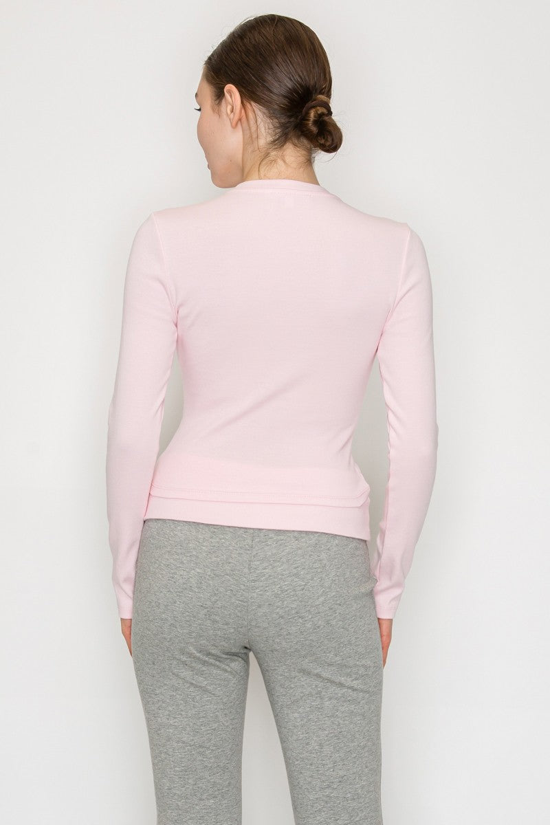 Rhinestone Text Long Sleeve Top