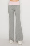 Gray fit and flare pants with pink folded waistband – trendy women’s pants from Off Price TandyWear