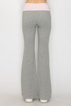 Heathered gray fit and flare pants with a pink waistband, perfect for casual or active wear in Long Island boutique fashion.