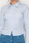 Stripe Side Ruched Shirt Top