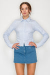 Stripe Side Ruched Shirt Top