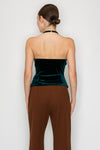 Bow Detailed Velvet Halter Top