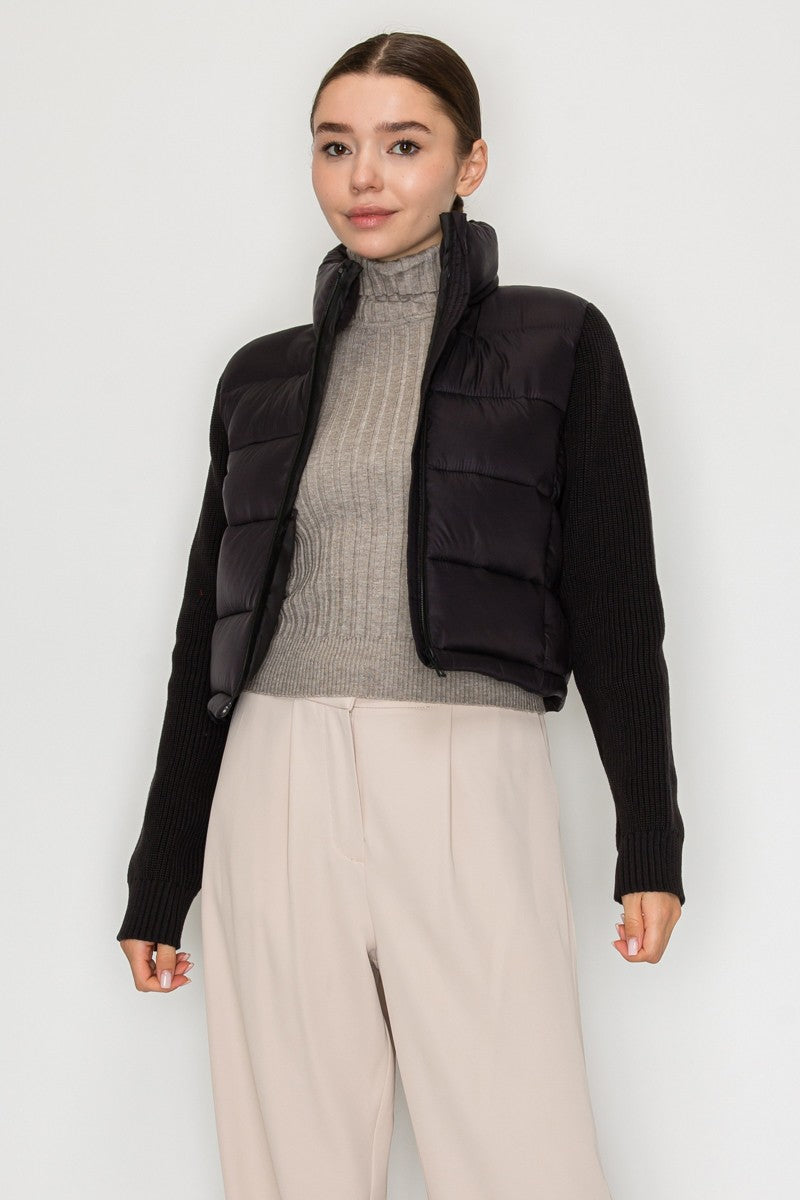 Knit Sleeve Padded Jacket