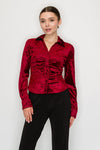 Button Down Velvet Mesh Shirt