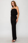 Chic black Balloon Bandeau Wide Leg Jumpsuit features a flowing bodice and tailored wide legs, perfect for Long Island boutique fashion.