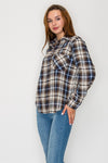Curved Hem Plaid Shirt