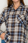 Curved Hem Plaid Shirt