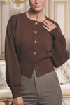Round Neck Puff Sleeve Cardigan