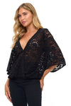 Surplice Lace Bell Sleeve Top