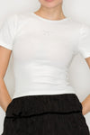 Rhinestone Ribbon Ribbed Crop Top