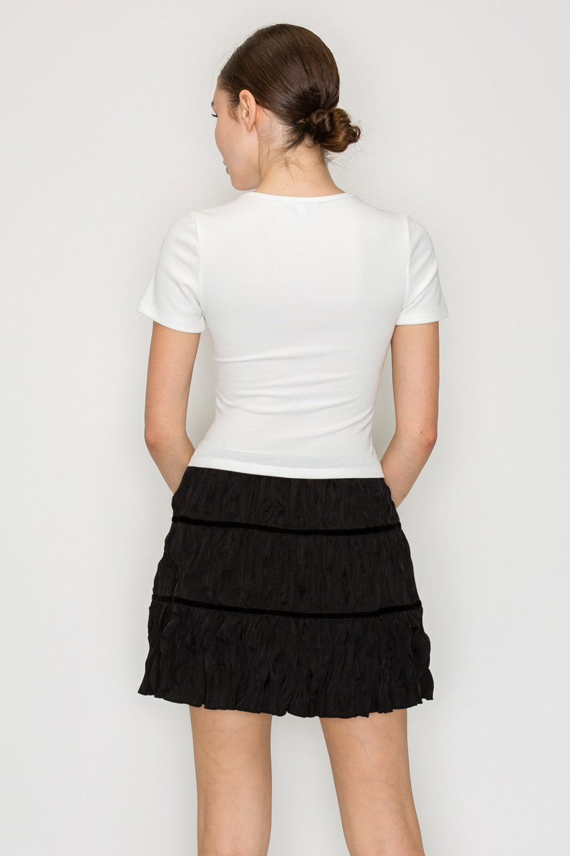 Rhinestone Ribbon Ribbed Crop Top