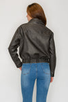 Front Zipper Faux Leather Jacket