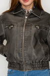 Front Zipper Faux Leather Jacket