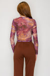 Sabrina Neck Graphic Mesh Top