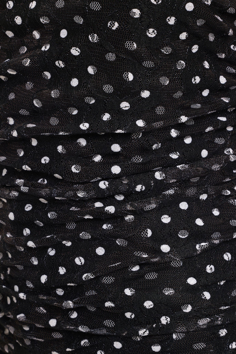 Polka Dot Lace Ruched Tank Top