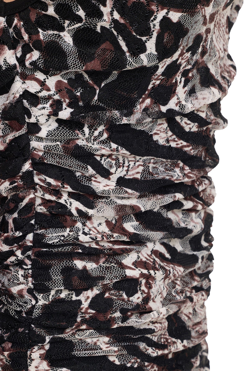 Leopard Lace Ruched Tank Top