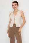Gold Button Hem Slit Sweater Vest