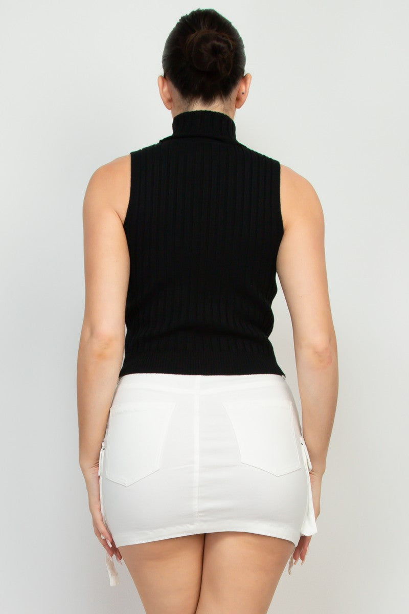 Turtle Neck Sleeveless Sweater Top