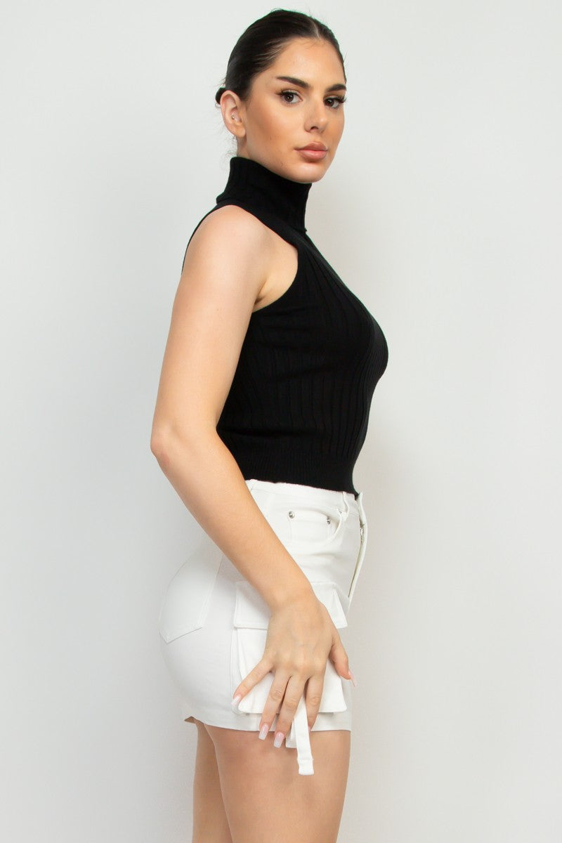 Turtle Neck Sleeveless Sweater Top