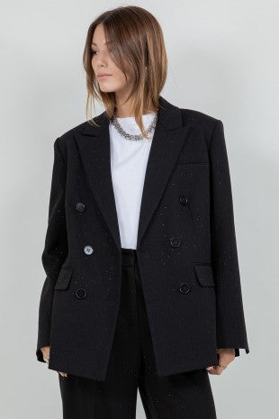 Rhinestone Pinstripe Jacket Blazer