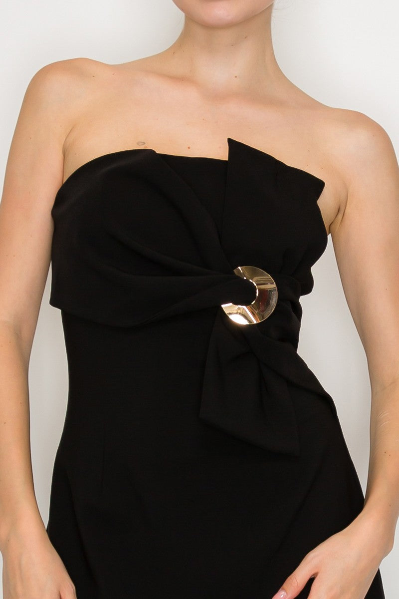 Metal Trim Tube Top Dress