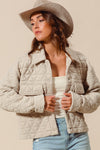 Triangle Quilting Stitch Button Up Knit Jacket