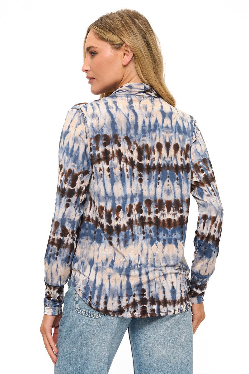 Blue Tie Dye Surplice Top
