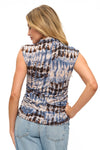 Blue Tie Dye Ruched High Neck Top