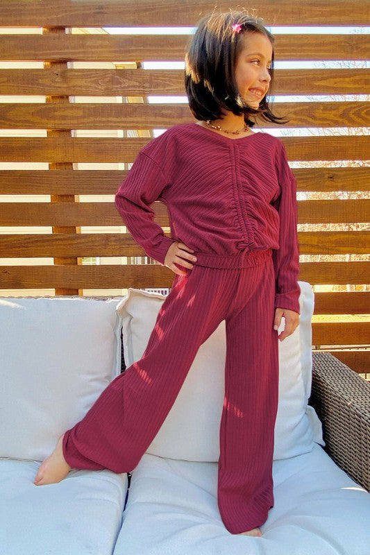 Stretchable Ribbed 2 Piece Set- Girls