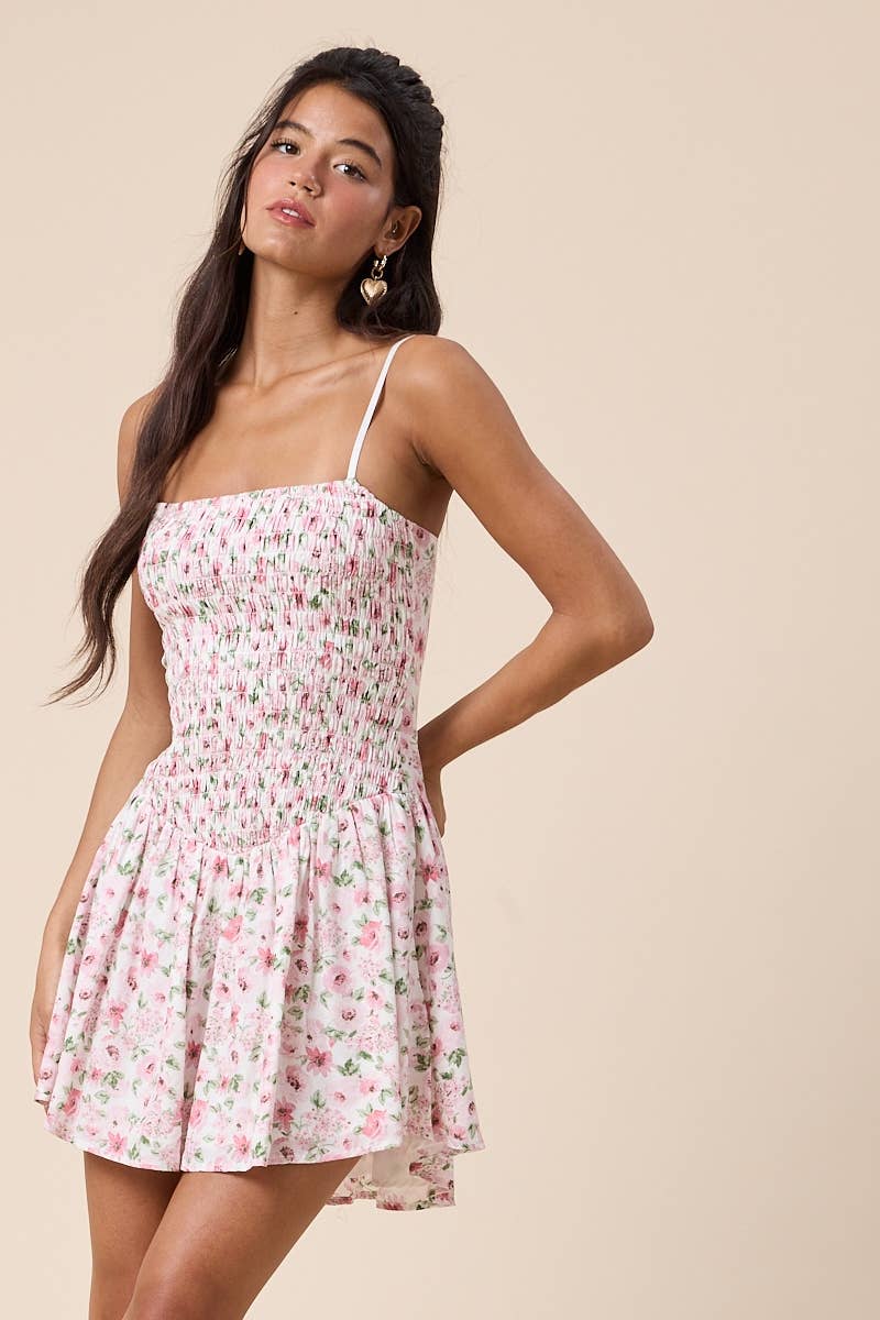 Pink Allure Blossom Floral Print Mini Dress