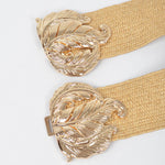 Leaf Metal Buckle Stretch Straw Belt