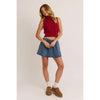 Sleeveless Mock Neck 3D Heart Sweater Top