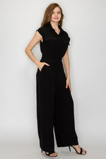 Button Down Wide Leg Jumpsuit