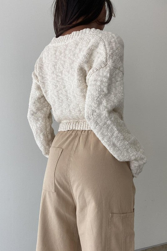 Boucle Cropped Knit Cardigan